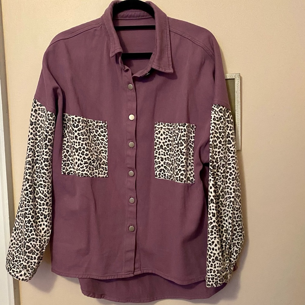 Purple Animal Print Jean Jacket